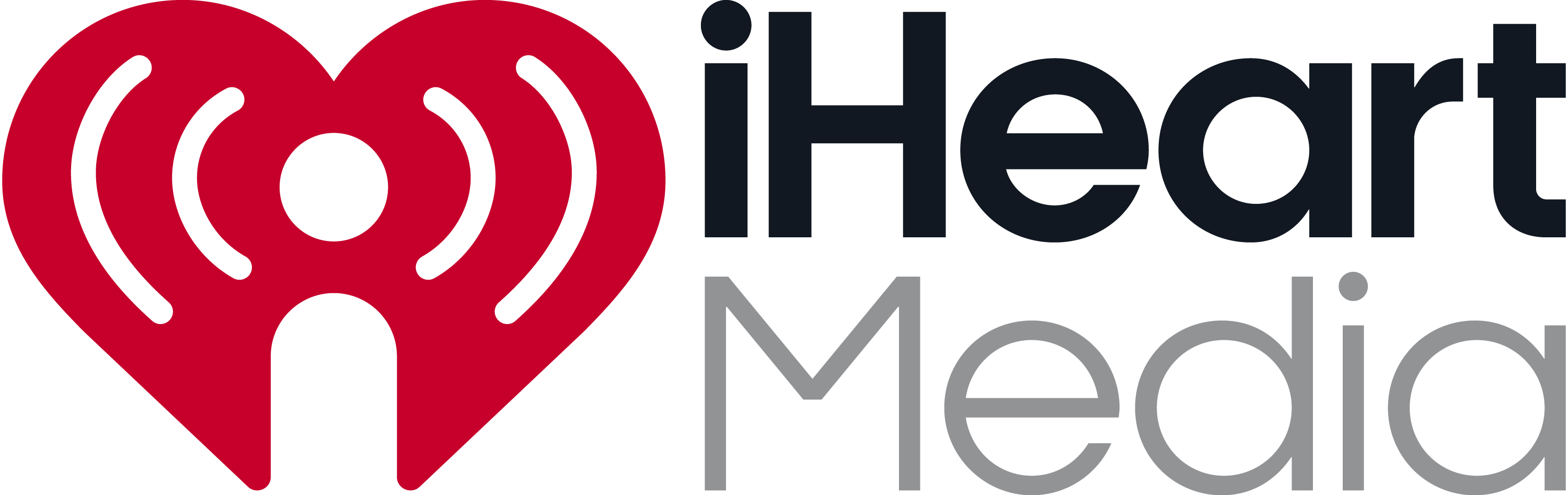 Logo of iHeartMedia featuring a heart symbol with sound waves and the text "iHeart Media" in bold.